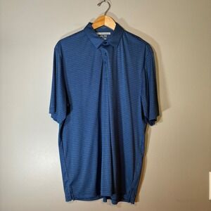 Greg Norman Mens XL Blue ML75 Play Dry Striped Short Sleeve Golf Polo Shirt